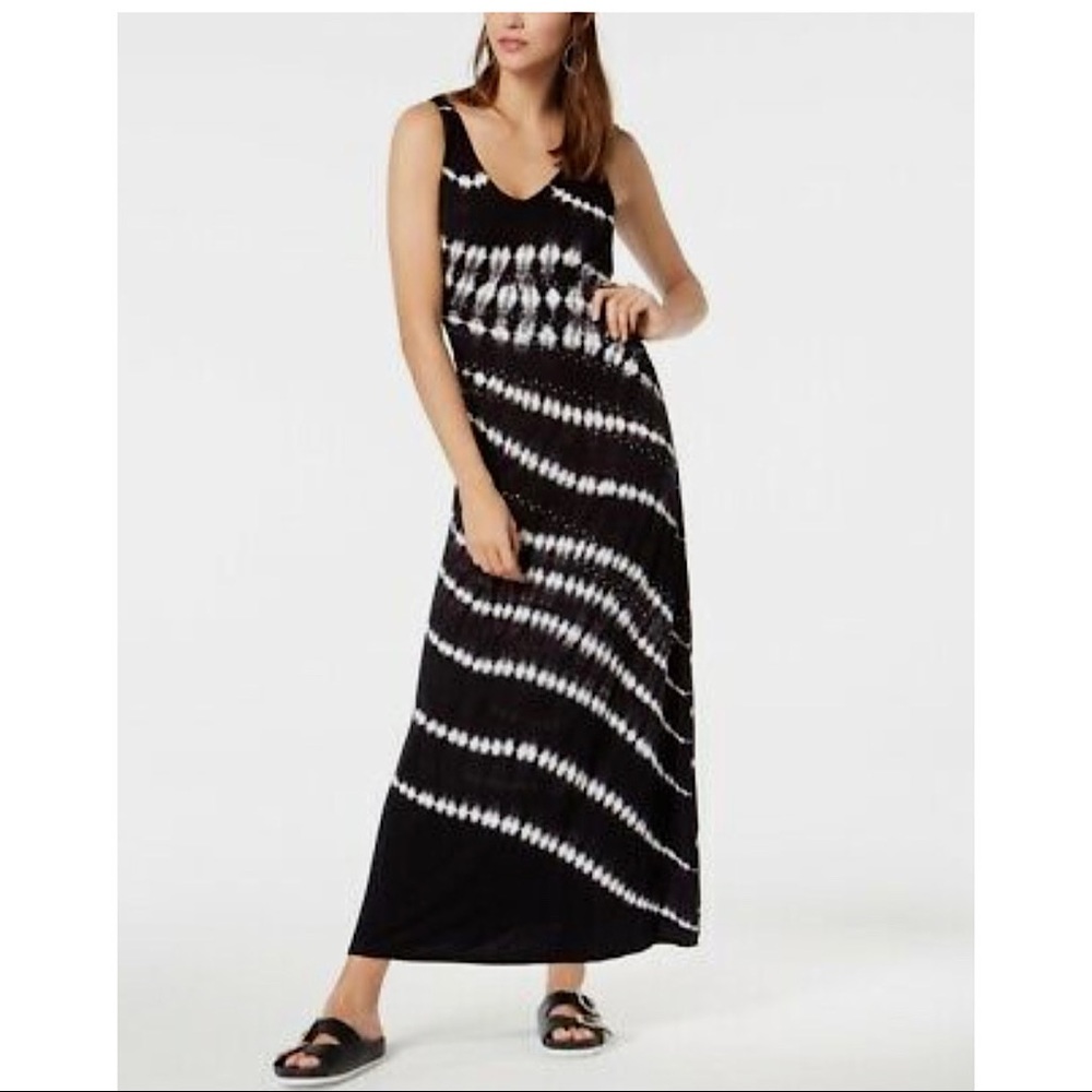 INC Black and white tie dye maxi dress with Rhinestones